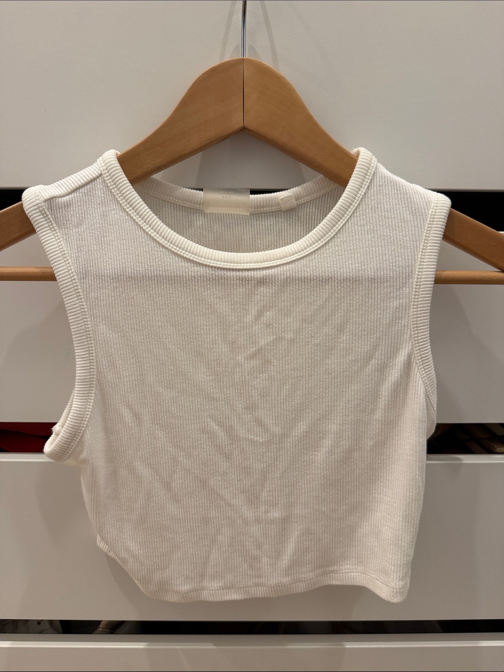 Classic White Ribbed Sleeveless Crop Tank